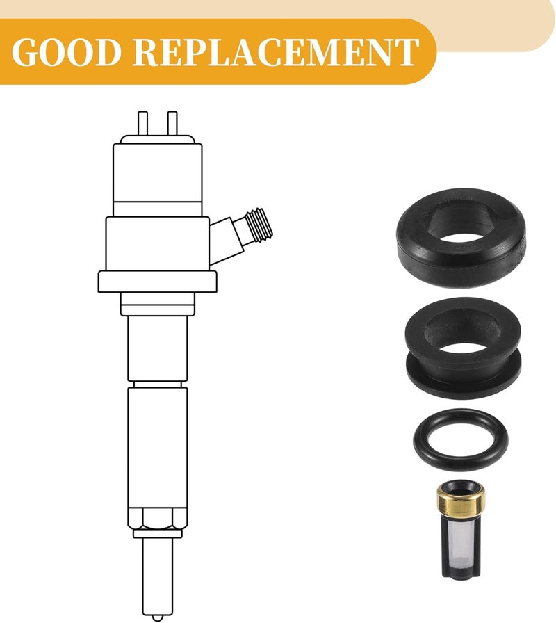 Partuto Fuel Injector Seal O Ring - Car O-Ring Rebuild Repair Kit - for Subaru WRX 2002 NBR Rubber Black - 4 Sets - Image 4